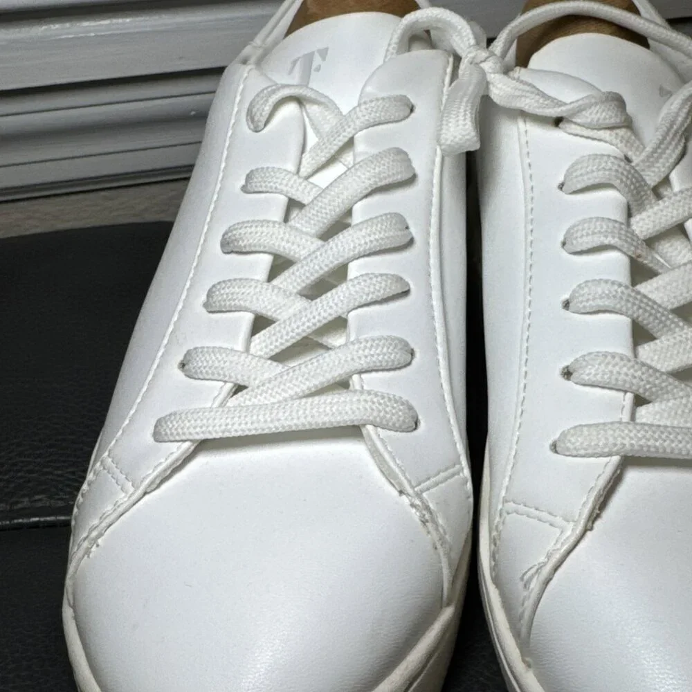 Thousand Fell Lace Up Vegan Leather Sneakers, Women's 7.5 (White/White) - Picture 5 of 7